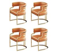 wanghaiyanBD Sillas de comedor tapizadas, sillas de respaldo bajo con patas de piel sintética y latón para cocina y comedor, juego de 2