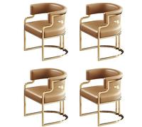 wanghaiyanBD Sillas de comedor tapizadas, sillas de respaldo bajo con patas de piel sintética y latón para cocina y comedor, juego de 2