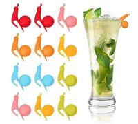 wangjiangda 12 Piezas Marcadores Vasos y Copas de Silicona, Identificador Copas de Vino Reutilizable Marcadores de Vasos de Colores, Decoración de Copa de Vino para Fiestas Reuniones