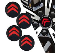 WANGLAICAI 4 Pcs Pegatinas Centro de Rueda Apto para Citroen C1 C2 C3 C4 C5 C5X C6 C8 DS3 DS4 DS5, Aleación de Aluminio Tapacubos Adhesivos, Emblema Llanta Impermeable Decoración Coche,Red