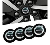 WANGLAICAI 4 Pcs Pegatinas Centro de Rueda Apto para Volvo S40 2. Gen 2004-2012, Aleación de Aluminio Tapacubos Adhesivos, Emblema Llanta Impermeable Decoración Coche,Black