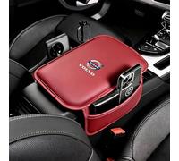 WANGLAICAI Funda Reposabrazos Coche para Volvo S80 D5, Cojín Consola Central de Cuero PU con Bolsillos Laterales Organizador Caja de Almacenamiento,Red
