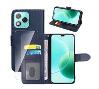 Wanglaism Funda Compatible con Honor 400 Lite - Cuero Sintético con [Tarjeteros] [Soporte][Funzione Stand] + Cristal Templado 9H - Azul