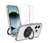 Wanglaism Funda Compatible con Redmi Note 14 5G con 2X 9H Película Protectora de Vidrio + 1x 360 ° Anillo de Soporte, MagSafe Compatible, Transparent TPU Silicona Suave, Anti-Drop Cubierta Protectora