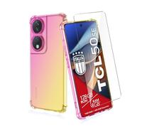 Wanglaism Funda para TCL 50 SE + Vidrio Templado Protector de Pantalla, Funda de móvil antichoque con Degradado de Colores-Rosado/Oro