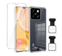 Wanglaism Funda Transparente para ZTE Blade A55/ZTE Blade A35 + 1 Protector de Pantalla de Cristal Templado+2 Tapas de Polvo para Puerto Tipo C,Tapones Antipolvo para teléfonos móviles