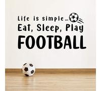 WANGLINHAO Adhesivos de pared en blanco y negro - Life is simple: eat, sleep play football pegatinas de pared para dormitorios, salas de estar y gimnasios, pegatinas de pared de vinilo 120 x 100 cm