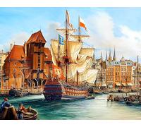 WANGMAOMAO Kits de pintura por números para niños adultos barco de muelle 40x50cm lienzo pintura al óleo para sala de estar decoración de la pared regalos pintados a mano -sin marco