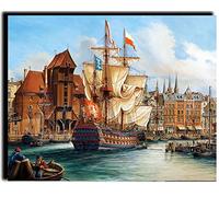 WANGMAOMAO Kits de pintura por números para niños adultos barco de muelle 40x50cm lienzo pintura al óleo para sala de estar decoración de la pared regalos pintados a mano -con marco