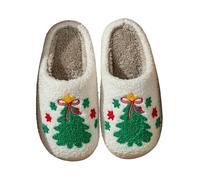 WANGPENG Zapatillas casa Mujer Árbol De Navidad para Mujeres En El Interior, Transpirable Y Una Pareja Vacaciones Festival Invierno Zapatos Navidad-blanco-40-41