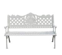 WANGRUIERHA Banco de Exterior con Respaldo, Banco Jardin de Aluminio Fundido, con Capacidad para 2 Personas, Ideal para Parques, Calles, Espacios de Ocio y Césped(White)