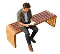 WANGRUIERHA Banco de Jardín con Veta de Madera, Bancos para Exterior de Metal, Estructura de Chapa Galvanizada, Apto para Césped, Zonas de Juegos, Parques, Terrazas(Brown,120x40x45cm/47x16x18in)