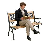 WANGRUIERHA Bancos para Exterior de Metal, Banco de Madera para Exterior, Apto para Jardines, Parques, Terrazas y Patios, Capacidad de Carga 300 Kg