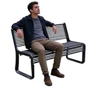 WANGRUIERHA Bancos para Exterior Metálico de 150 Cm, Banco de Parque con Respaldo, Resistente a la Intemperie, Adecuado para Barrios, Patios, Zonas Residenciales y Jardines(Black)