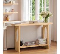 WANGRUIERHA Mesa Consola Recibidor Modernas y Estrechas, Mesa Auxiliar Rectangular de Doble Nivel para Colocar Detrás del Sofá, Consola para la Entrada, la Sala de Estar(Yellow,80x25x80cm/31x10x31in)