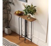 WANGRUIERHA Mesa Consola Recibidor Sencilla y Moderna de Madera Maciza, Consola con Patas de Hierro Forjado, Adecuada para Pasillos, Vestíbulos, Salas de Estar y Hoteles(Brown,120x22x90cm/47x9x35in)
