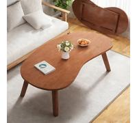 WANGRUIERHA Mesa de Centro Baja Plegable, Mesa de Centro Ovalada para Salón, Adecuada para Patios, Dormitorios, Oficinas, Cocinas y Zonas de Estilo Tatami(Brown,80x55x45cm/31x22x18in)