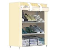 WANGSHAOWEI Estanteria Zapatos Zapatero con Cubierta Antipolvo, Zapatero Multiusos de 4 Niveles, Amplio Espacio Almacenamiento for Calzado(Yellow)