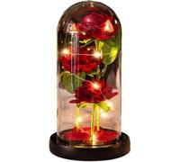 WANGSHAOWEI Rosa de Cristal, Rosa for Siempre, Regalo del día San Valentín for Novia, eterna, Flor lámina luz en Cubierta Vidrio, favores Boda for Madres, Dama Honor(Black Petal)