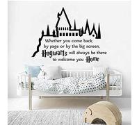 WANGSHUAIS Adesivo da parete Castello in bianco e nero Adesivo da parete in vinile waterproof di Hogwarts Welcome Home77 x35cm