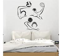 WANGSHUAIS Adhesivo de pared blanco y negro para dormitorio, diseño de jugador de waterpolo, vinilo decorativo impermeable para pared, 57 x 61 cm