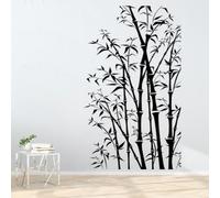 WANGSHUAIS Adhesivo de pared con diseño de plantas en blanco y negro, bambú, decoración de salón, dormitorio, vinilo impermeable, 53 x 80 cm