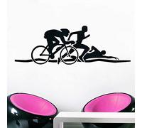 WANGSHUAIS Adhesivo de pared extraíble - Triatlón - para gimnasio o sala de deportes - Vinilo adhesivo de pared negro 70 x 57 cm
