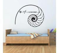 WANGSHUAIS Adhesivos de pared en blanco y negro, proporción dorada, carcasa en espiral, fórmula matemática, dormitorio, sala de estar, estudio, decoración de vinilo impermeable, pegatinas de pared, 42