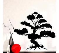 WANGSHUAIS Noir et blanc bonsaï arbre stickers muraux salon TV fond mur chambre étude imperméable vinilos muraux61 x 57 cm