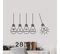 WANGSHUAIS Pegatina de pared en blanco y negro - Bombilla creativa para oficina, trabajo en equipo, decoración de vinilo impermeable para pared, 57 x 45 cm