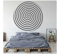 WANGSHUAIS Pegatinas de pared en blanco y negro, círculo en espiral, para dormitorio, mesita de noche, decoración de pared, vinilo impermeable, 42 x 42 cm