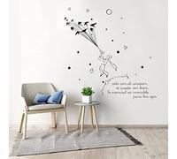WANGSHUAIS Pegatinas murales en blanco y negro - Citas clásicas de "El Principito" para decoración de habitación, salón, oficina, vinilo impermeable, 57 cm x 50 cm