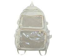 WANGSHUO Bolsa Mochila Transparente Estudiante De Gran Capacidad para Computadora Portátil 2 Bolsillos Transparentes-blanco-30 * 44 * 14cm
