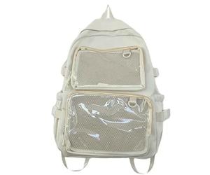 WANGSHUO Bolsa Mochila Transparente Estudiante De Gran Capacidad para Computadora Portátil 2 Bolsillos Transparentes-blanco-30 * 44 * 14cm