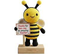 WangSong Regalo de agradecimiento al profesor, abeja de ganchillo hecha a mano, decoración de juguete de abejas tejidas a mano con tarjeta inspiradora, mini lindo regalo de abejas para el día del