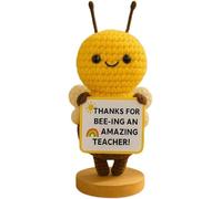 WangSong Regalo de agradecimiento al profesor, abeja de ganchillo hecha a mano, decoración de juguete de abejas tejidas a mano con tarjeta inspiradora, mini lindo regalo de abejas para el día del