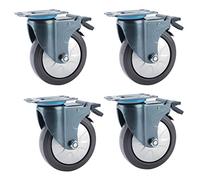 WANGTIAN Ruedas Resistentes, Ruedas giratorias, Ruedas para Muebles, Juego de 4 Ruedas con Placa de Metal, Base de Goma, Ruedas giratorias para Carrito, Doble Bloqueo de Seguridad, Ruedas silenciosas