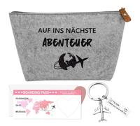 WangVipfei Juego de regalo de billete de avión de 4 piezas, con bolsa de cosméticos y llavero, regalo de despedida para el año extranjero o viajes, viajeros y pilotos