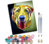 WANGWANGMIAO DIY Pintura por Números Kit, Perro mascota amarillo LabradorPintar por Numeros para Adultos Principiantes ，Regalo de decoración de Navidad (16 * 20 Pulgadas),sin marco
