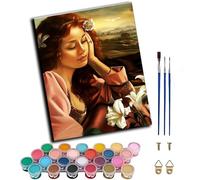 WANGWANGMIAO Pintar por Numeros Adultos (Adolescente europea y lirios) DIY Cuadro al óleo con Números,40x50cm Pintura al óleo Digital para de Lienzo, Decoración para el Hogar,sin marco