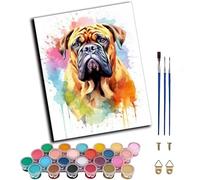 WANGWANGMIAO Pintar por Numeros Adultos,Perro de acuarela bulldog inglés Pinturas al óleo Acrílicas por Números Principiantes Kit de Pintura,40x50cm Decoración del Hogar,sin marco