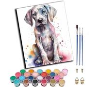 WANGWANGMIAO Pintar por Numeros Adultos,Perro labrador gris de acuarela Paint by Number Kits con Pinceles y Pigmento Acrílico, 50x40cm Colorear Lienzo Decoración del Hogar,sin marco