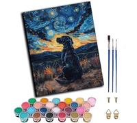 WANGWANGMIAO Pintar por Numeros Adultos (Perro labrador negro y cielo) DIY Cuadro al óleo con Números,40x50cm Pintura al óleo Digital para de Lienzo, Decoración para el Hogar,sin marco
