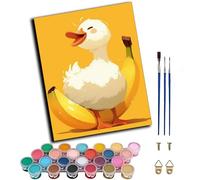 WANGWANGMIAO Pintar por Numeros Adultos,Plátano amarillo y pato DIY Pintura por Numeros Cuadros para Pintar por Numeros Kit con Pinceles y Pinturas Acrilicos 40x50cm,sin marco