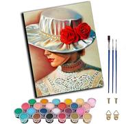 WANGWANGMIAO Pintar por Numeros para Adultos,Chica elegante europea retro Pintura por Números con Pinceles y Pinturas -16 * 20 Pulgadas- Regalo de decoración de navidad,sin marco