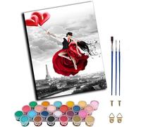 WANGWANGMIAO Pintar por Numeros para Adultos para Regalo,Baile romántico en el cielo de París Kit de Pintura por Números Principiantes 40x50cm DIY Paint by Numbers sobre Lienzo,sin marco