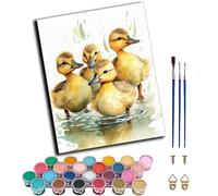 WANGWANGMIAO Pintar por Numeros para Adultos,Pato amarillo de acuarela Pintura por Números con Pinceles y Pinturas -16 * 20 Pulgadas- Regalo de decoración de navidad,sin marco