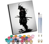 WANGWANGMIAO Pintar por Numeros para Adultos,Samurái japonés en tinta blanca y negra 40x50cm con Pinceles y Pinturas DIY Pintura al óleo Decoraciones para el Hogar Regalo,sin marco