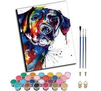 WANGWANGMIAO Pintura por Números Adultos y Principiantes,Perro labrador negro de acuarela 40x50cm con Pinceles y Pinturas Acrílicas de Lienzo Decoración para el Hogar,sin marco