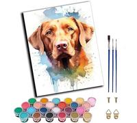 WANGWANGMIAO Pintura por números para adultos,Perro labrador de acuarela, kit de pintura alegre, pintura por números,pinceles de lienzo,decoración para el hogar,sin marco
